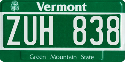 VT license plate ZUH838