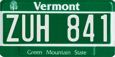 VT license plate ZUH841