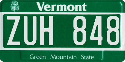 VT license plate ZUH848
