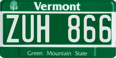 VT license plate ZUH866