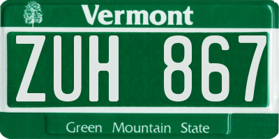 VT license plate ZUH867