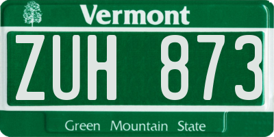 VT license plate ZUH873