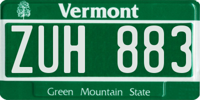 VT license plate ZUH883