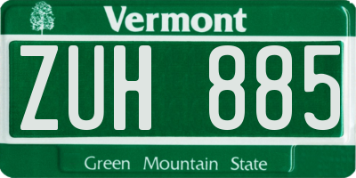 VT license plate ZUH885