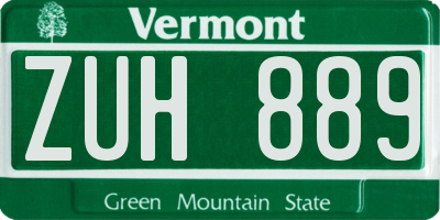 VT license plate ZUH889