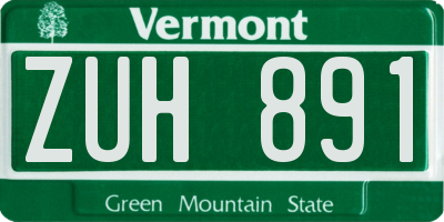 VT license plate ZUH891