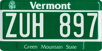 VT license plate ZUH897