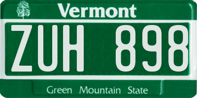 VT license plate ZUH898