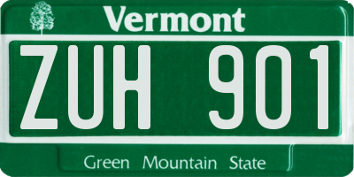 VT license plate ZUH901