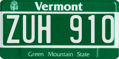 VT license plate ZUH910