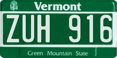 VT license plate ZUH916
