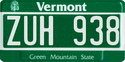 VT license plate ZUH938