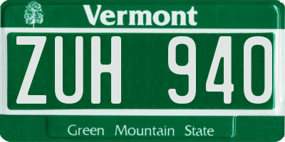 VT license plate ZUH940