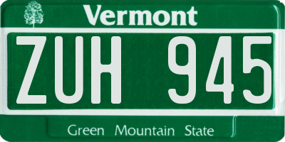 VT license plate ZUH945