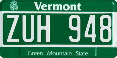 VT license plate ZUH948