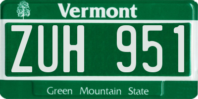 VT license plate ZUH951