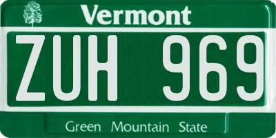 VT license plate ZUH969
