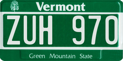 VT license plate ZUH970
