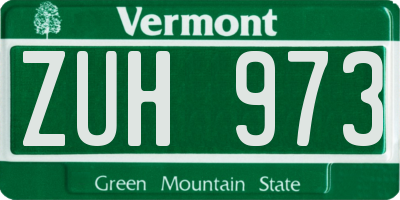 VT license plate ZUH973