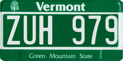 VT license plate ZUH979