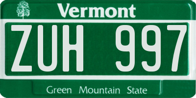 VT license plate ZUH997