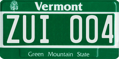 VT license plate ZUI004