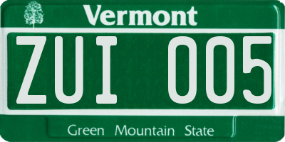 VT license plate ZUI005
