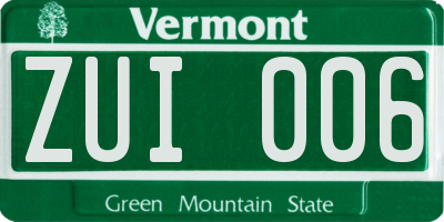 VT license plate ZUI006