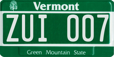 VT license plate ZUI007