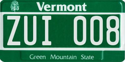 VT license plate ZUI008