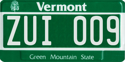 VT license plate ZUI009