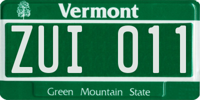 VT license plate ZUI011