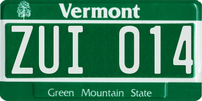 VT license plate ZUI014