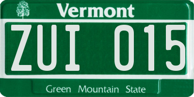 VT license plate ZUI015