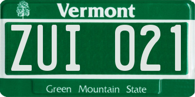 VT license plate ZUI021