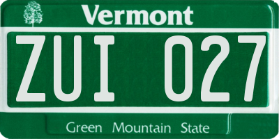 VT license plate ZUI027