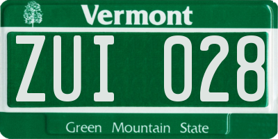 VT license plate ZUI028