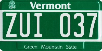 VT license plate ZUI037