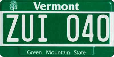 VT license plate ZUI040