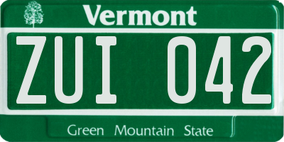 VT license plate ZUI042