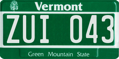VT license plate ZUI043