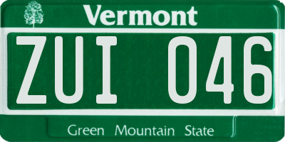 VT license plate ZUI046