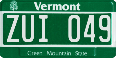 VT license plate ZUI049