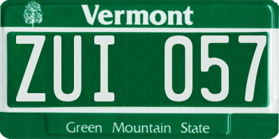 VT license plate ZUI057