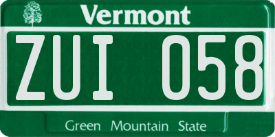 VT license plate ZUI058