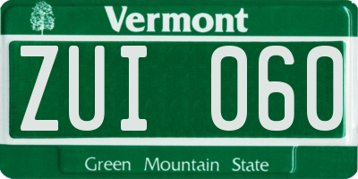 VT license plate ZUI060