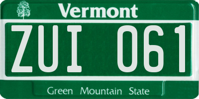 VT license plate ZUI061