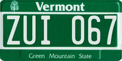 VT license plate ZUI067