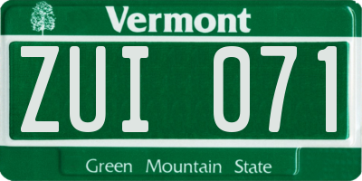 VT license plate ZUI071