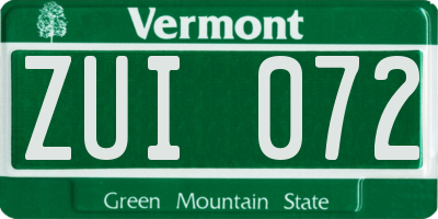 VT license plate ZUI072